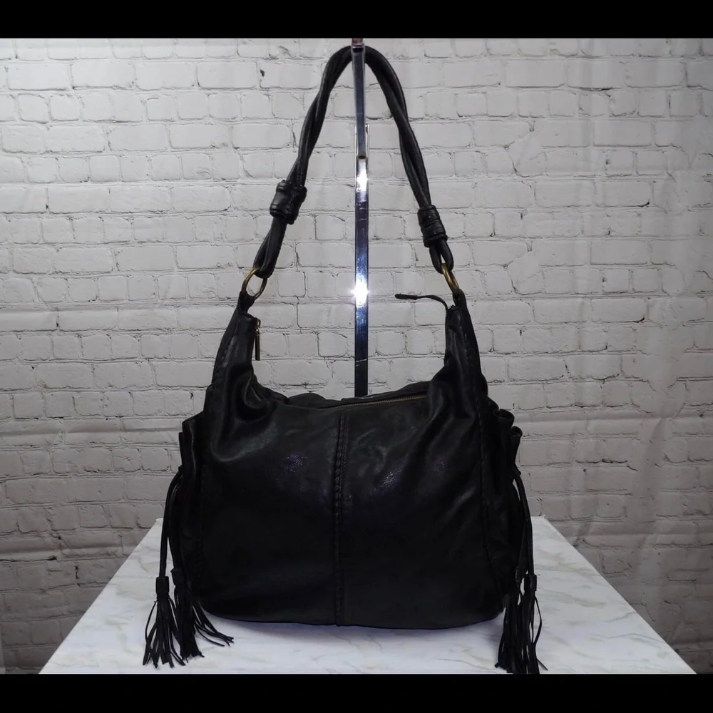 HOBO Black Leather Hobo Shoulder Bag